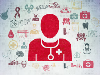 Health concept: Doctor on Digital Data Paper background