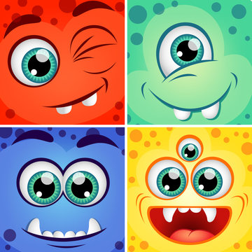 Cute cartoon square monsters
