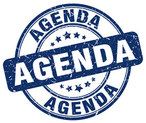 agenda blue grunge round vintage rubber stamp