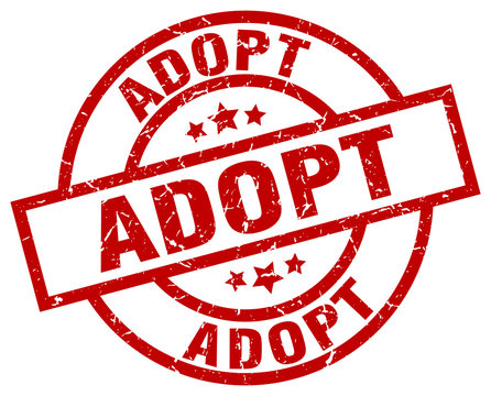 adopt round red grunge stamp