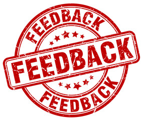 feedback red grunge round vintage rubber stamp