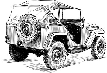 sketch of an old car