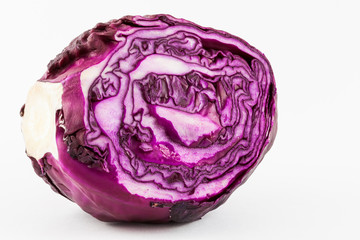 Fototapeta premium Red cabbage (Brassica oleracea) isolated in white background