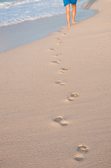 Fototapeta na wymiar Feet, walk along the shore, feet