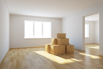 moving boxes at a new home