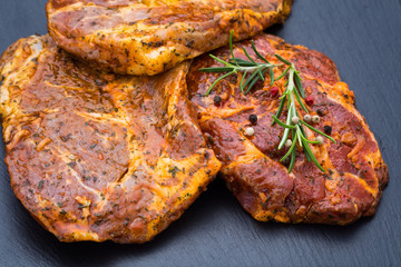 Pork chops, pepper and rosemary marinade.