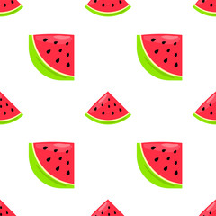Vector seamless pattern with hand drawn watermelon on a white