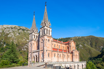 Fototapeta na wymiar Basílica de Santa María la Real de Covadonga is a Catholic church located in Covadonga, Cangas de Onís, Asturias, Spain, that was designated as basilica on 1901