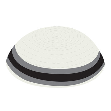 white kippah with black and gray stripes clip art preview