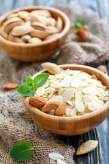 Bowl of almond flakes.