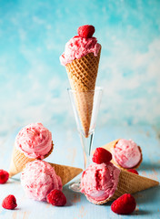 Ice cream with raspberry