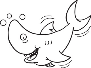 Obraz na płótnie Canvas Black and white illustration of a shark.