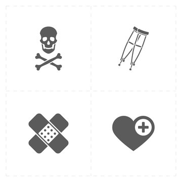 four flat medicine icons 