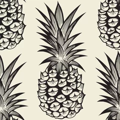Wall murals Pineapple Seamless pattern with pineapples