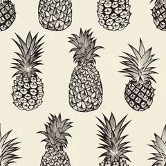 Acrylic prints Pineapple Seamless pattern with pineapples