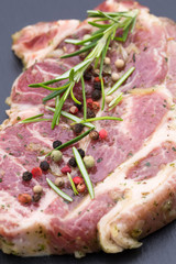 Pork chops, pepper and rosemary marinade.