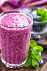 Yogurt or smoothie with fresh blueberry