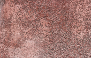 Distressed Red Plaster Wall With Cracked Surface Frame Grunge Background.