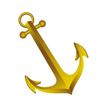 gold silhouette of anchor icon design vector illustration