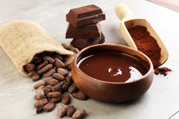 Melting chocolate / melted chocolate/ chocolate swirl/ stack/ chips and powder