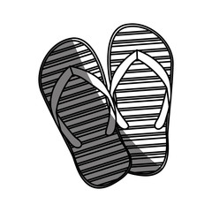 monochrome silhouette of beach flip-flops with half shadow vector illustration