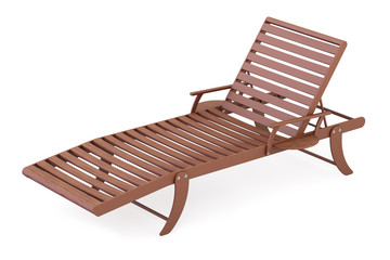 Wooden sun lounger closeup, 3D rendering