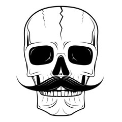 Skull illustration - moustache