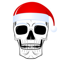 Skull illustration - Santa Claus hat