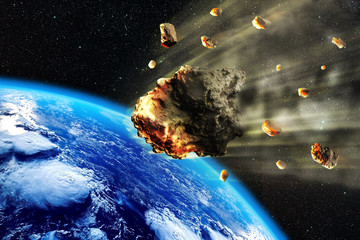 Meteorite Swarm Earth - obrazy, fototapety, plakaty