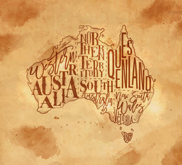 Map Australia vintage craft