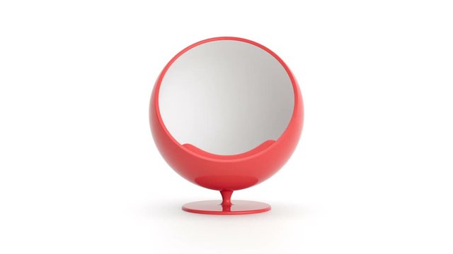 Empty red armchair rotates over white isolated background Full HD