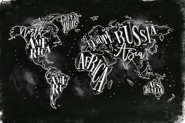 Worldmap vintage chalk