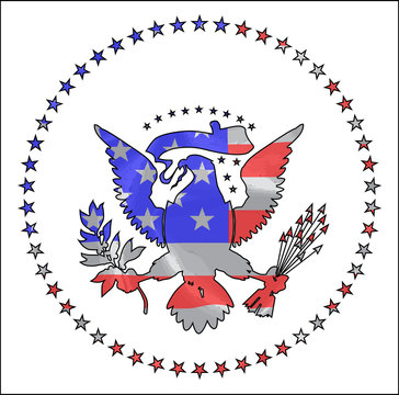 Stars And Stripes Inset Into American Eagle Icon