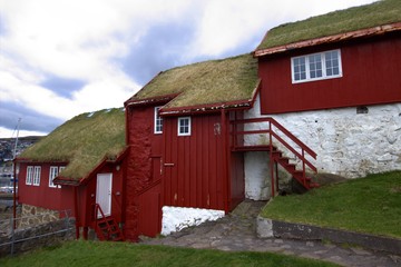 Fototapeta na wymiar Government buildings in the city of Torshavn in the Faroe Islands 