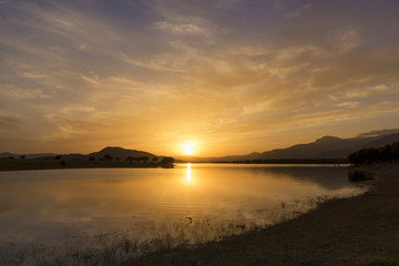 Reflections on the lake in a amazing sunset