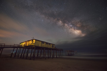 Frisco Pier under the Milky Way Galaxy 
