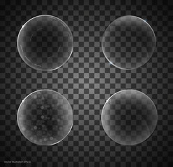 Set of transparent glass on sample background. Glass framework set. Vector illustration.