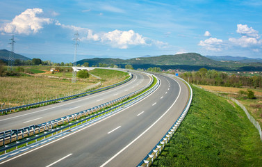 Fototapeta na wymiar Empty highway track in south Serbia