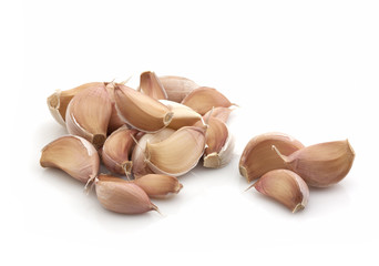Garlic cloves on a white background. Isolated