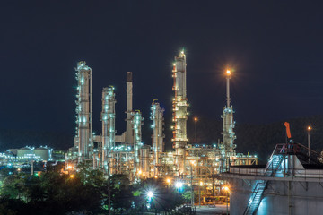 Night time refinery at Sri Racha Thailand