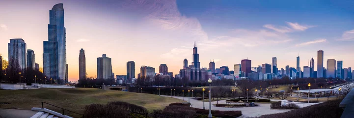 Fotobehang Sunset in Chicago © photo.eccles