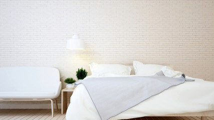 Fototapeta na wymiar Bedroom and living area in apartment or hotel - 3d Rendering