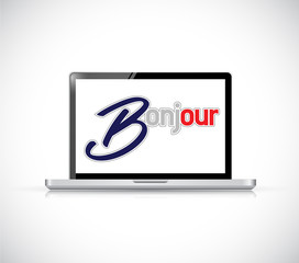 laptop bonjour french greeting message sign © alexmillos