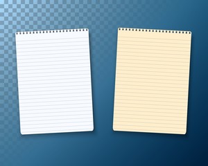 Illustration of Vector Notepad Set Isolated on Transparent Background. Photorealistic Paper Notebook Template