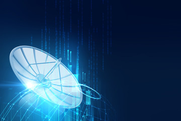 3d illustration of Satellite dish  on abstract technology background