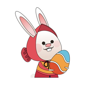 easter bunny with egg icon image vector illustration design 