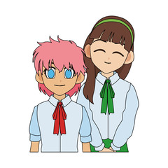 cute anime or manga school girls icon image vector illustration design 