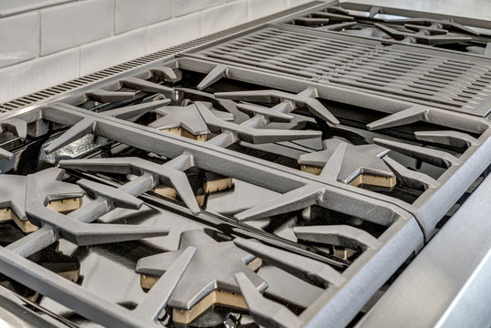 Gas Burners and Grill in Luxury Kitchen