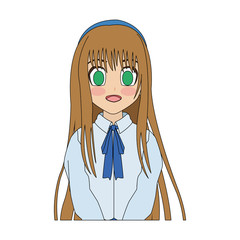 cute anime or manga school girl with light brown hair and green eyes  icon image vector illustration design 