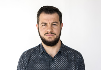 Man mustache casual studio portrait